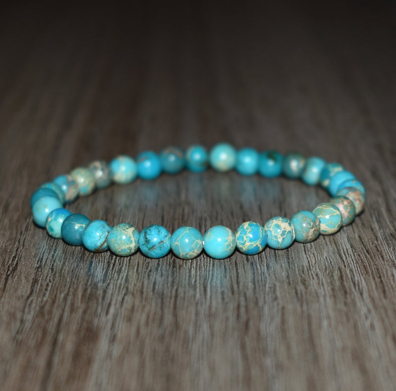 6mm Turquoise Sea Sediment Jasper Bracelet - GemCity.Co