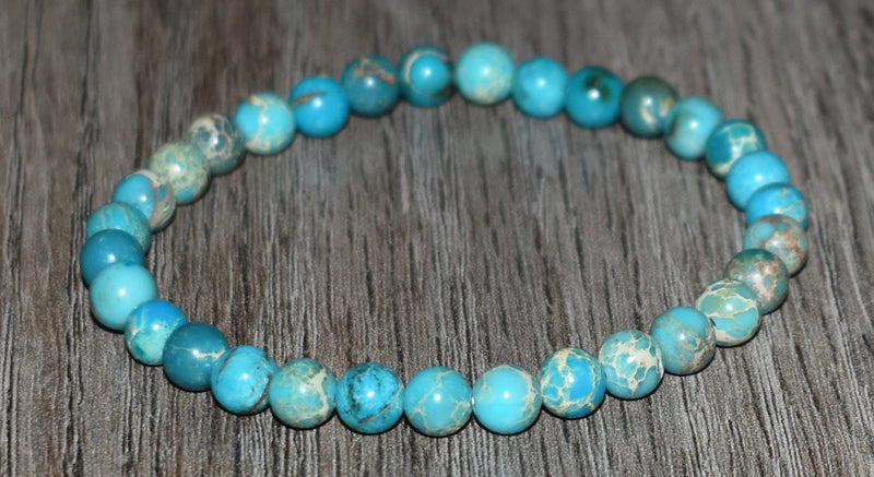 6mm Turquoise Sea Sediment Jasper Bracelet - GemCity.Co