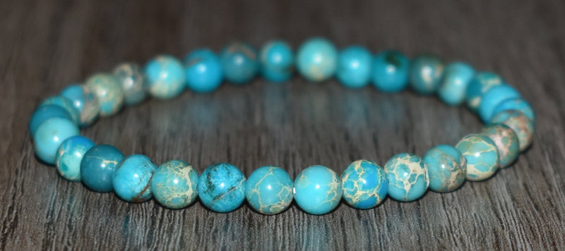 6mm Turquoise Sea Sediment Jasper Bracelet - GemCity.Co