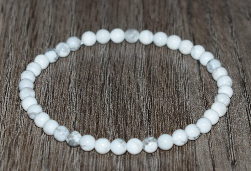 4mm White Howlite Bracelet - GemCity.Co