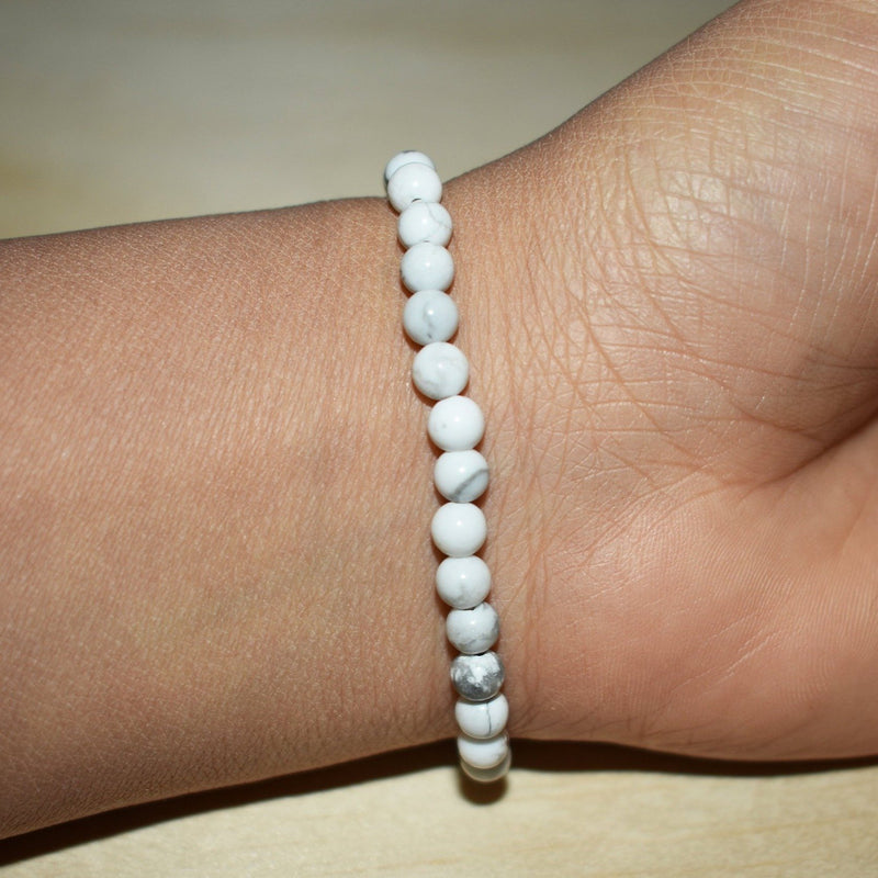 4mm White Howlite Bracelet - GemCity.Co