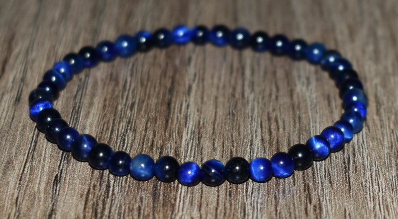 4mm Blue Tiger Eye Bracelet - GemCity.Co