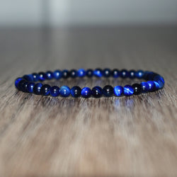 4mm Blue Tiger Eye Bracelet - GemCity.Co