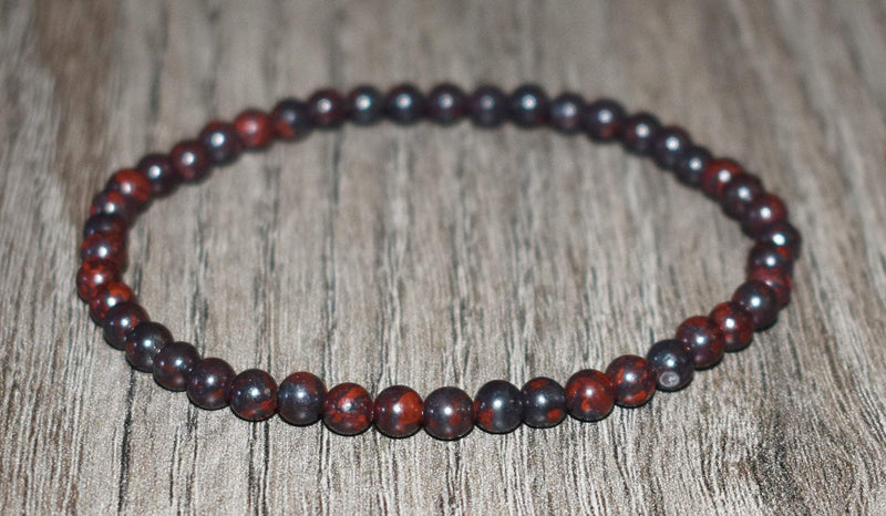 4mm Dark Red Brecciated Jasper Bracelet - GemCity.Co