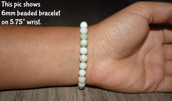 6mm White Green Jade Bracelet - GemCity.Co