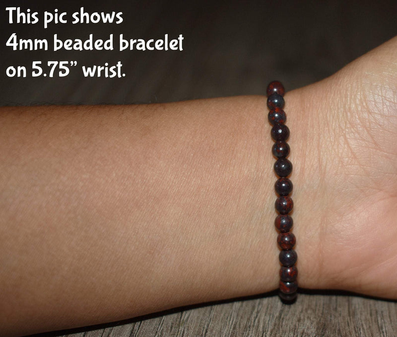 4mm Dark Red Brecciated Jasper Bracelet - GemCity.Co