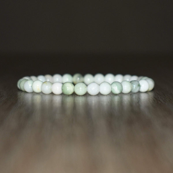 6mm White Green Jade Bracelet - GemCity.Co