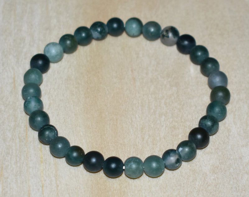 6mm Matte Moss Agate Bracelet