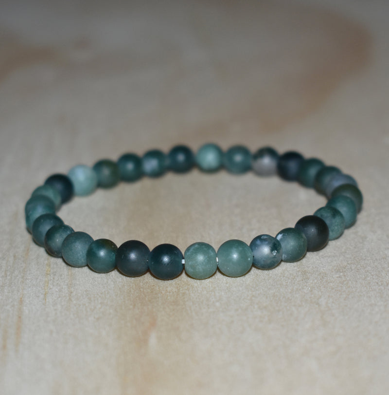 6mm Matte Moss Agate Bracelet