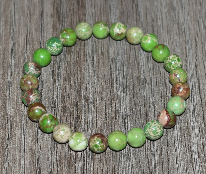 8mm Lime Sea Sediment Jasper Bracelet